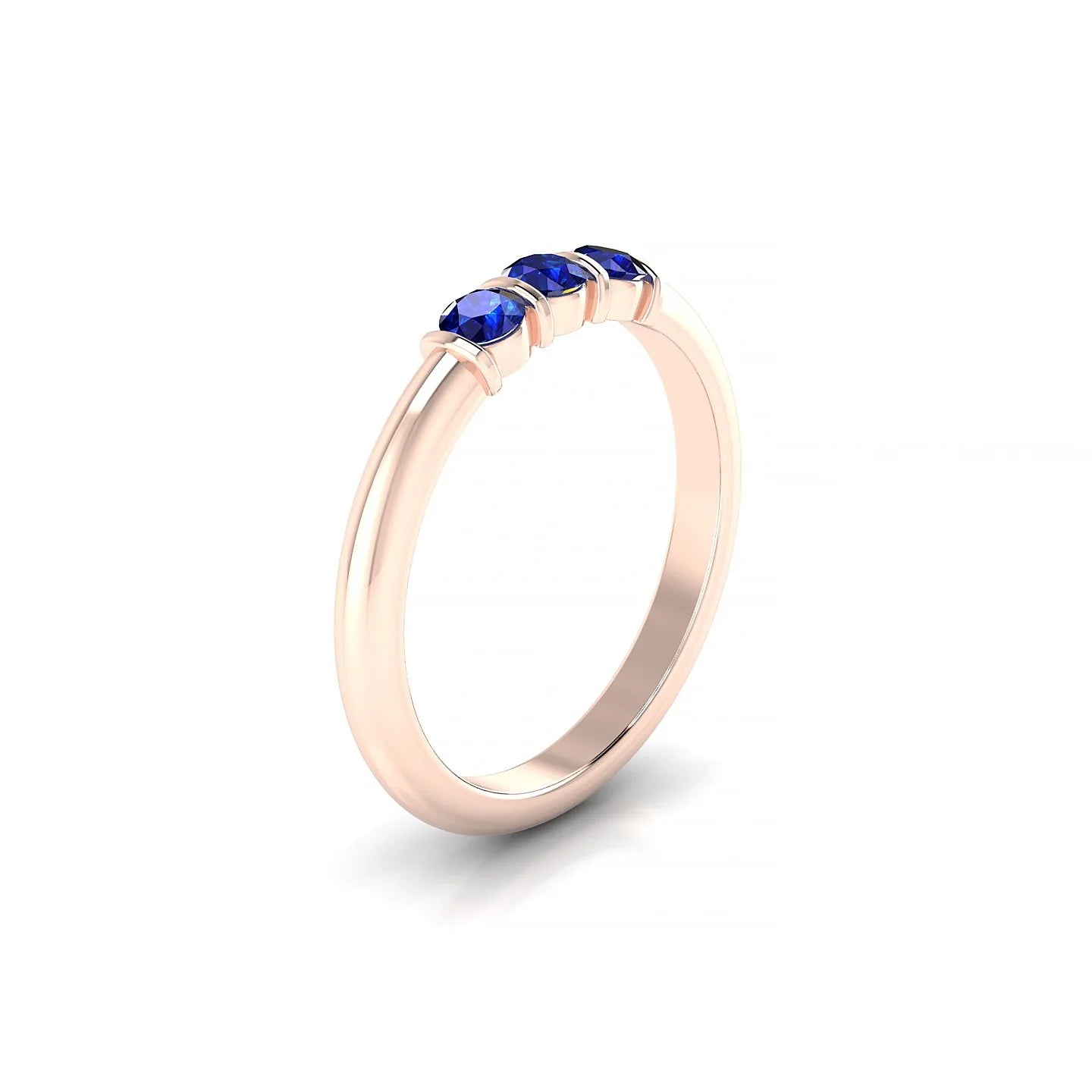 Ridge | 18k Rose Gold 3 mm Round Sapphire Ring