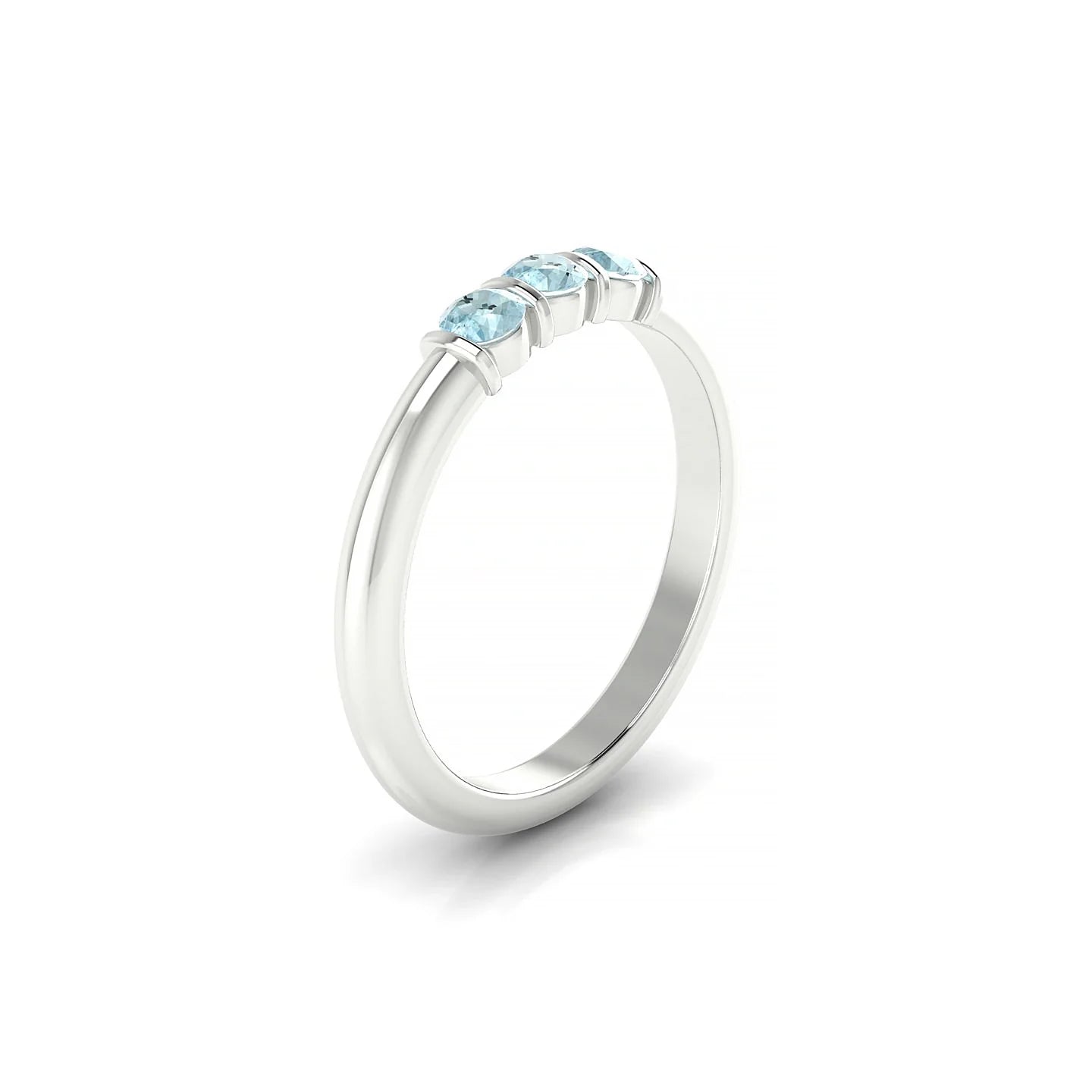 Ridge | 18k White Gold 3 mm Round Aquamarine Ring
