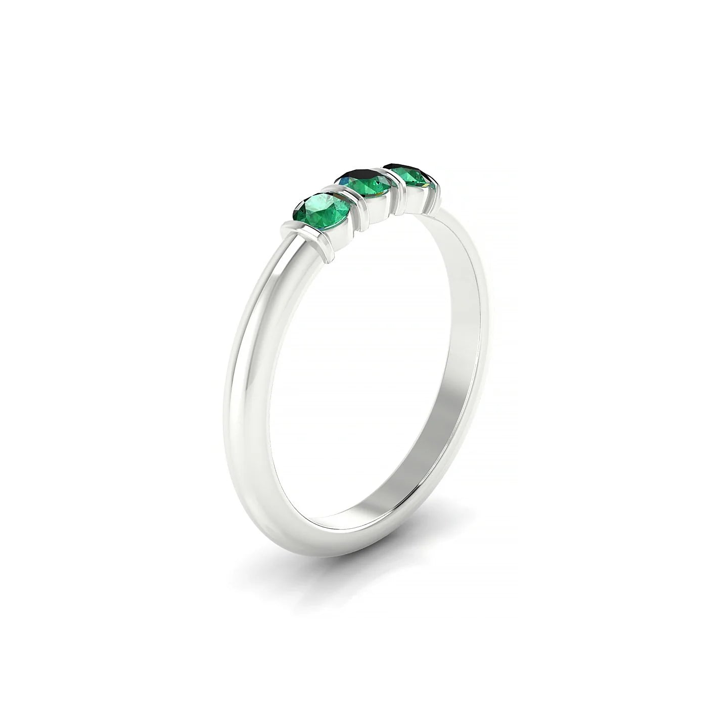 Ridge | 18k White Gold 3 mm Round Emerald Ring