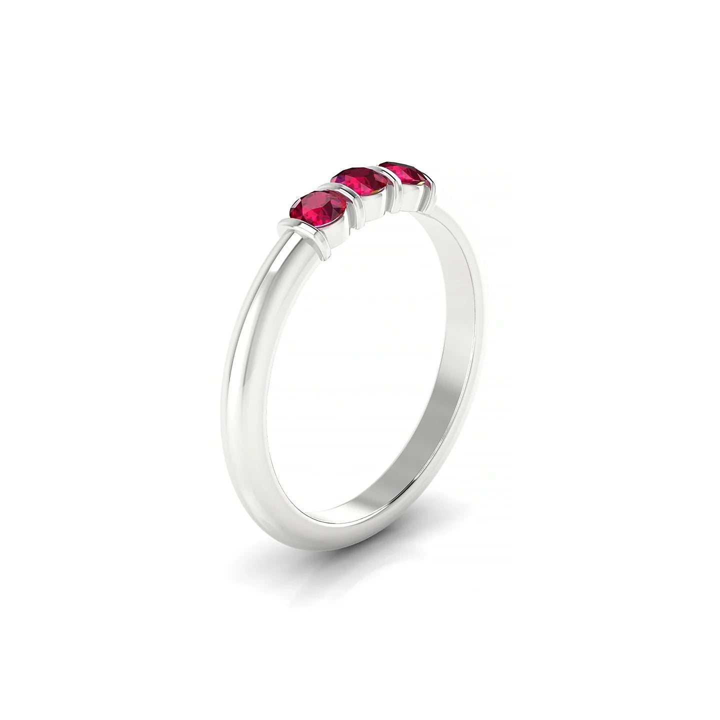 Ridge | 18k White Gold 3 mm Round Ruby Ring