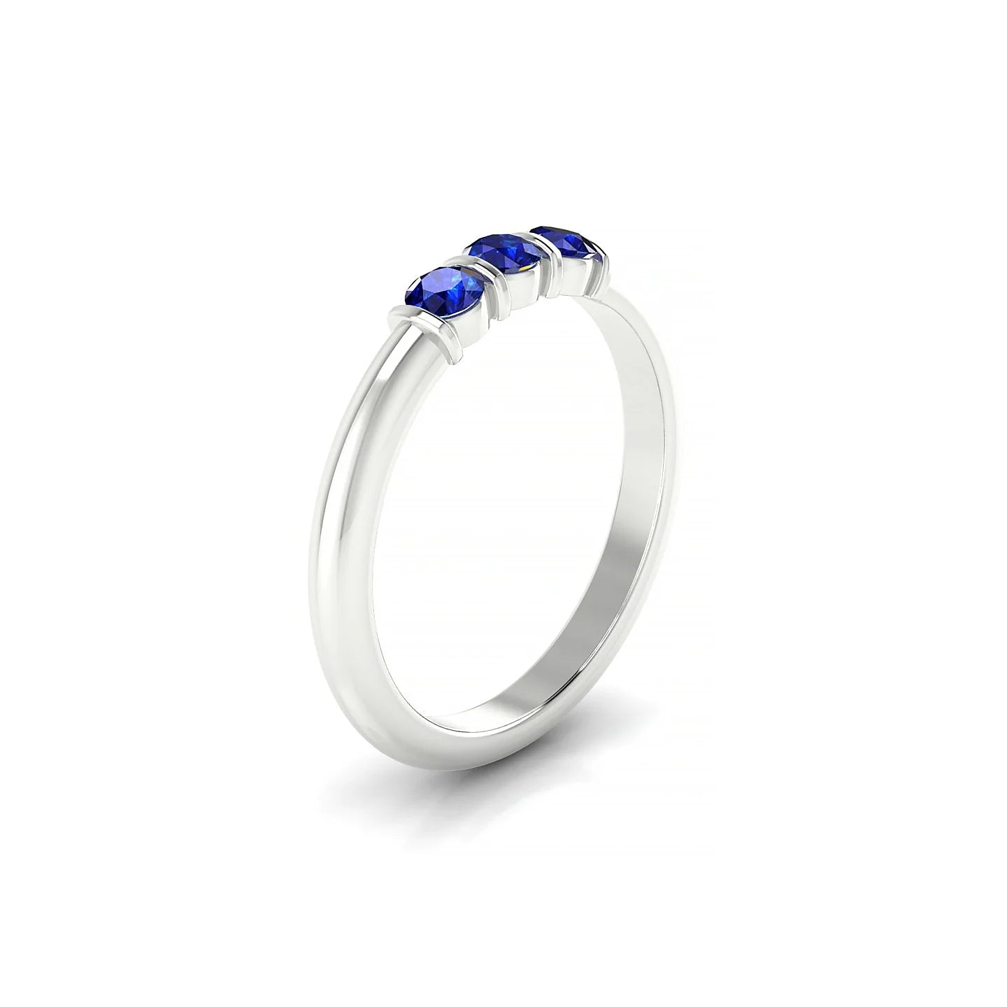 Ridge | 18k White Gold 3 mm Round Sapphire Ring