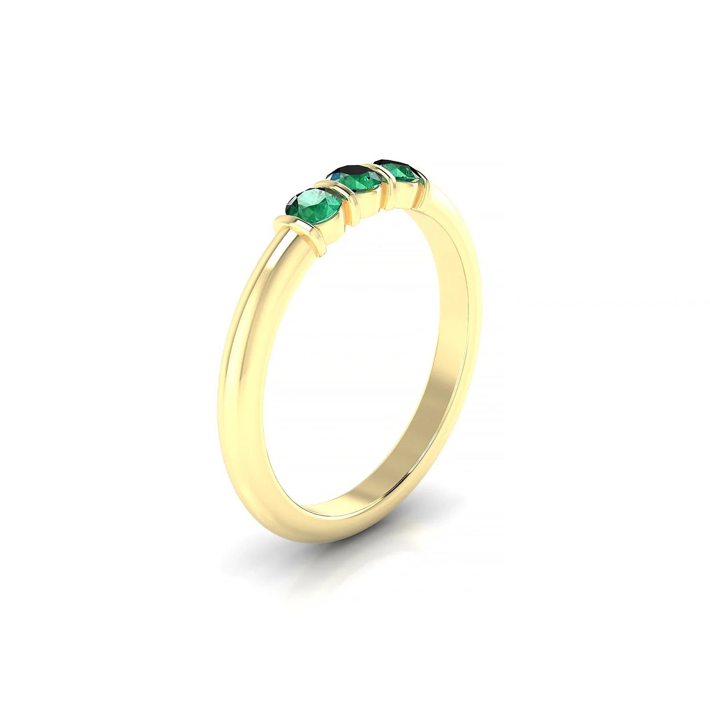 Ridge | 18k Yellow Gold 3 mm Round Emerald Ring