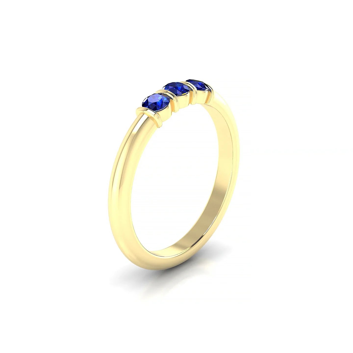 Ridge | 18k Yellow Gold 3 mm Round Sapphire Ring
