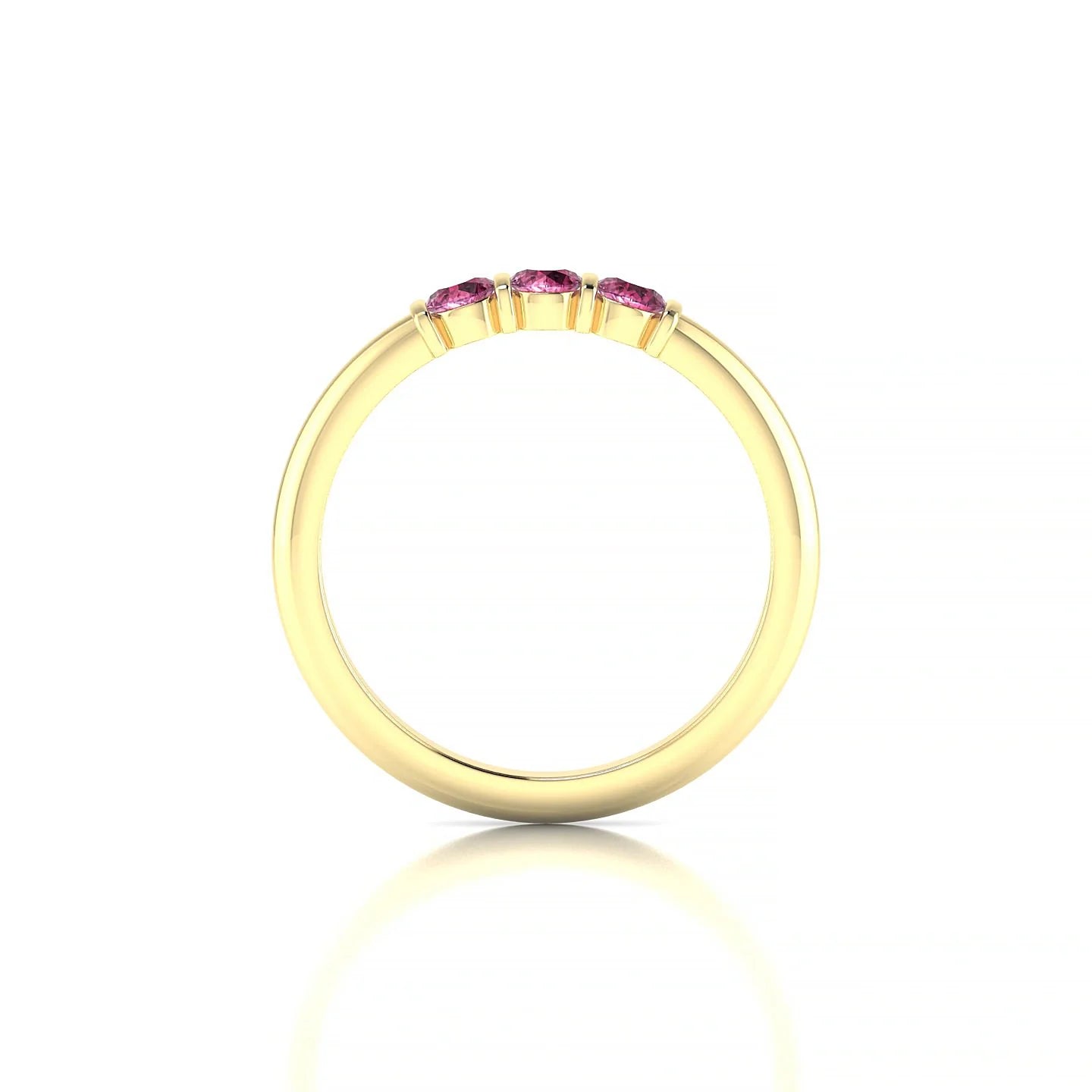 Ridge | 18k Yellow Gold 3 mm Round Rhodolite Ring