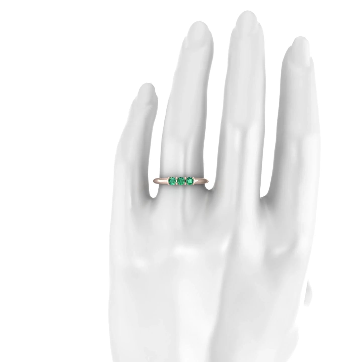 Ridge | 18k Rose Gold 3 mm Round Emerald Ring