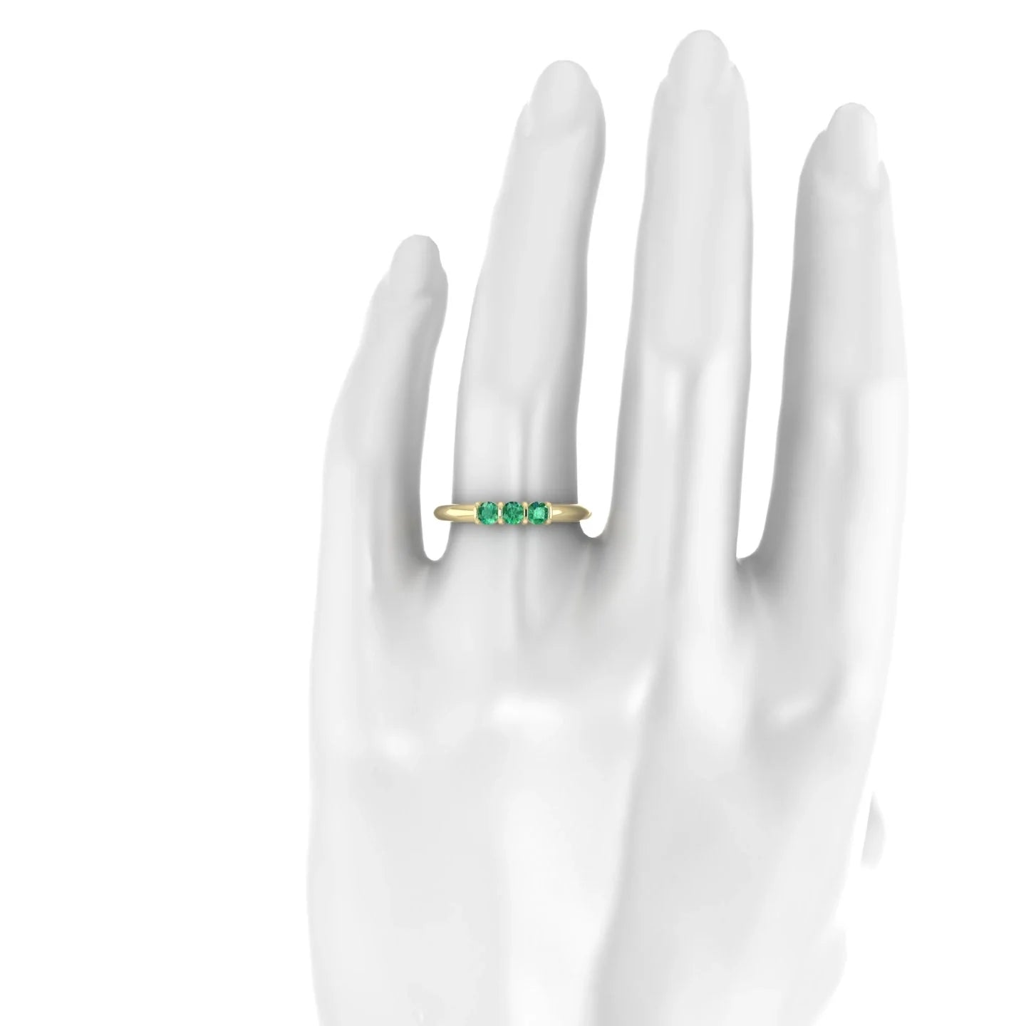Ridge | 18k Yellow Gold 3 mm Round Emerald Ring