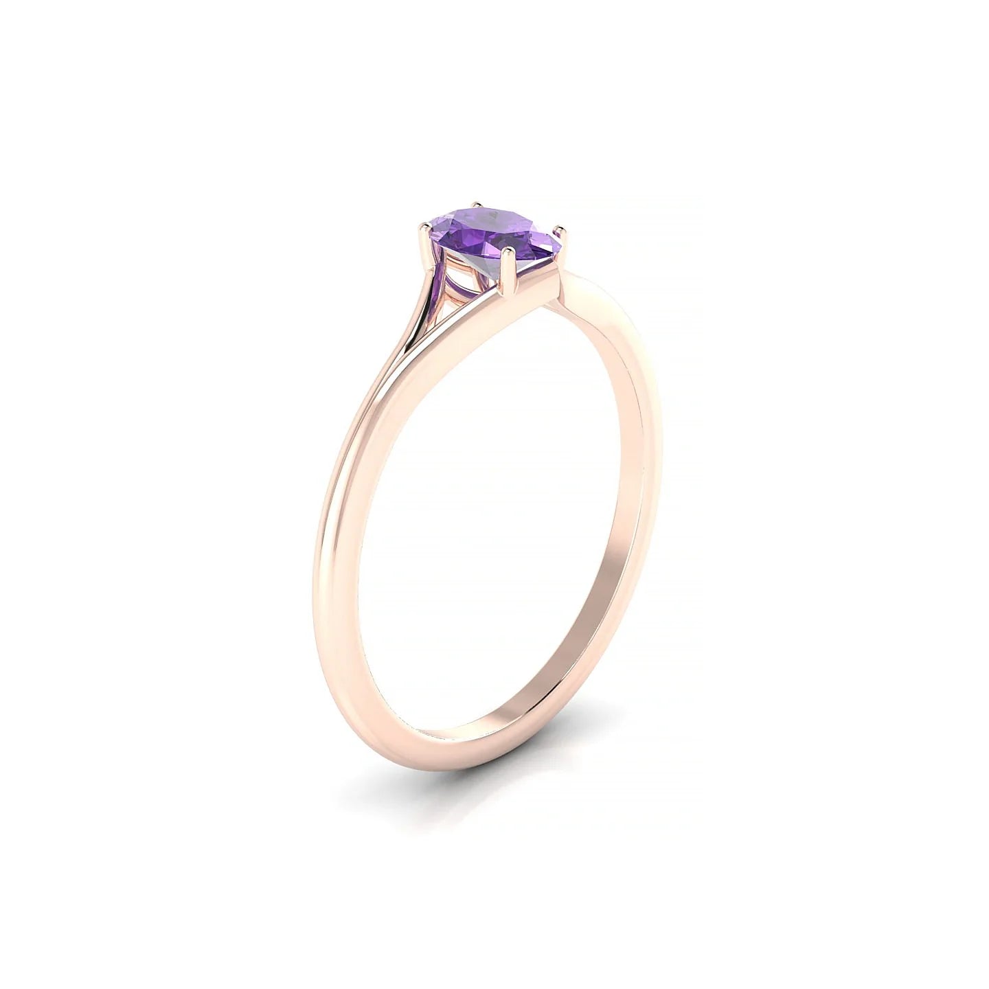 Rise | 18k Rose Gold 6 x 4 mm Oval Amethyst Ring