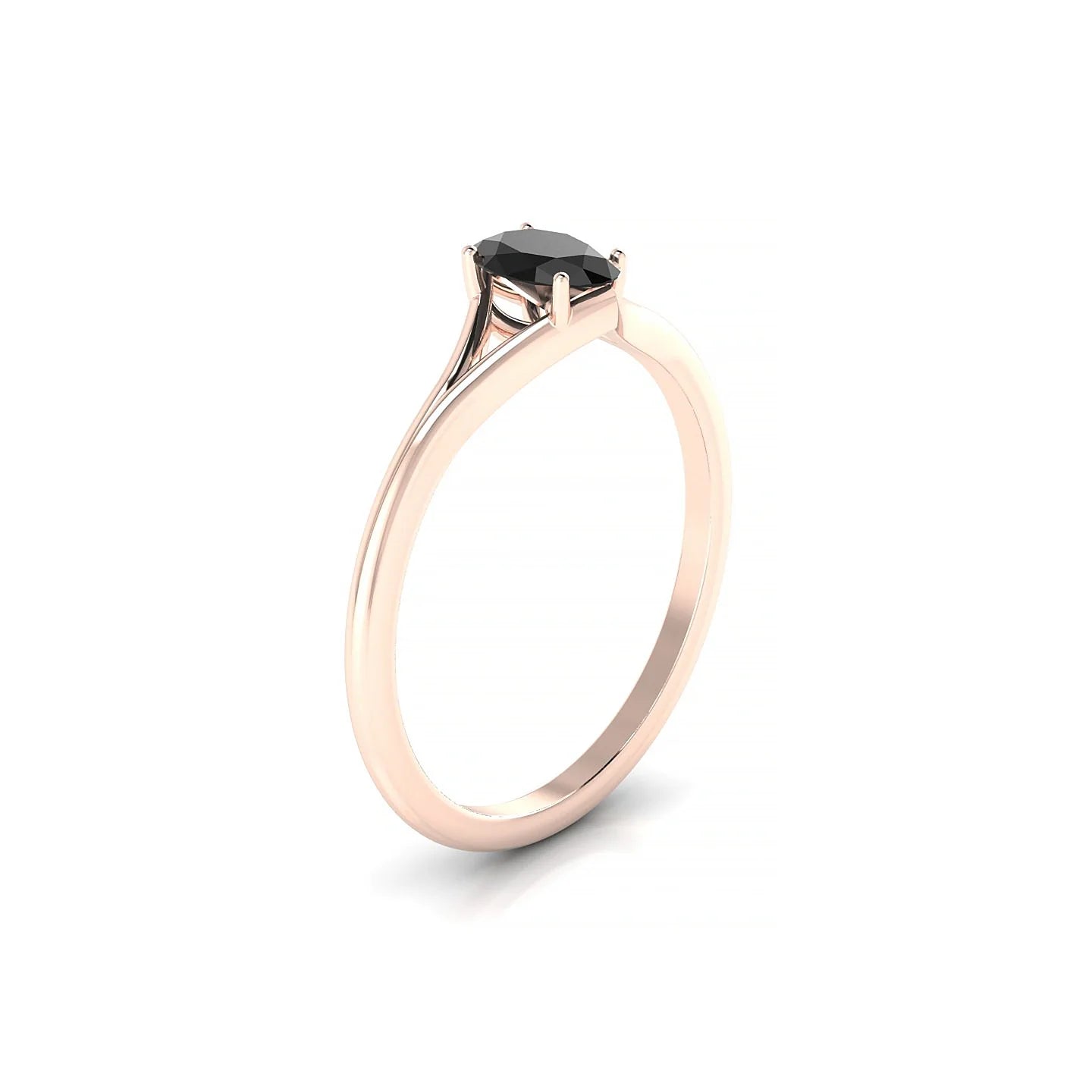 Rise | 18k Rose Gold 6 x 4 mm Oval Black Diamond Ring