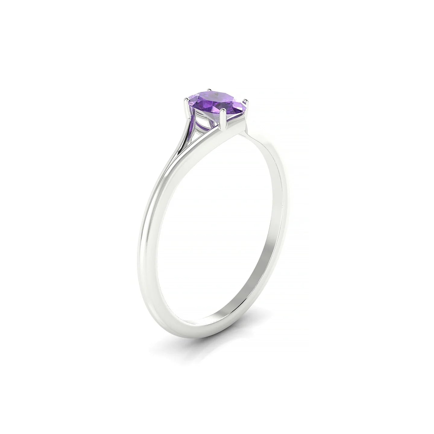 Rise | 18k White Gold 6 x 4 mm Oval Amethyst Ring