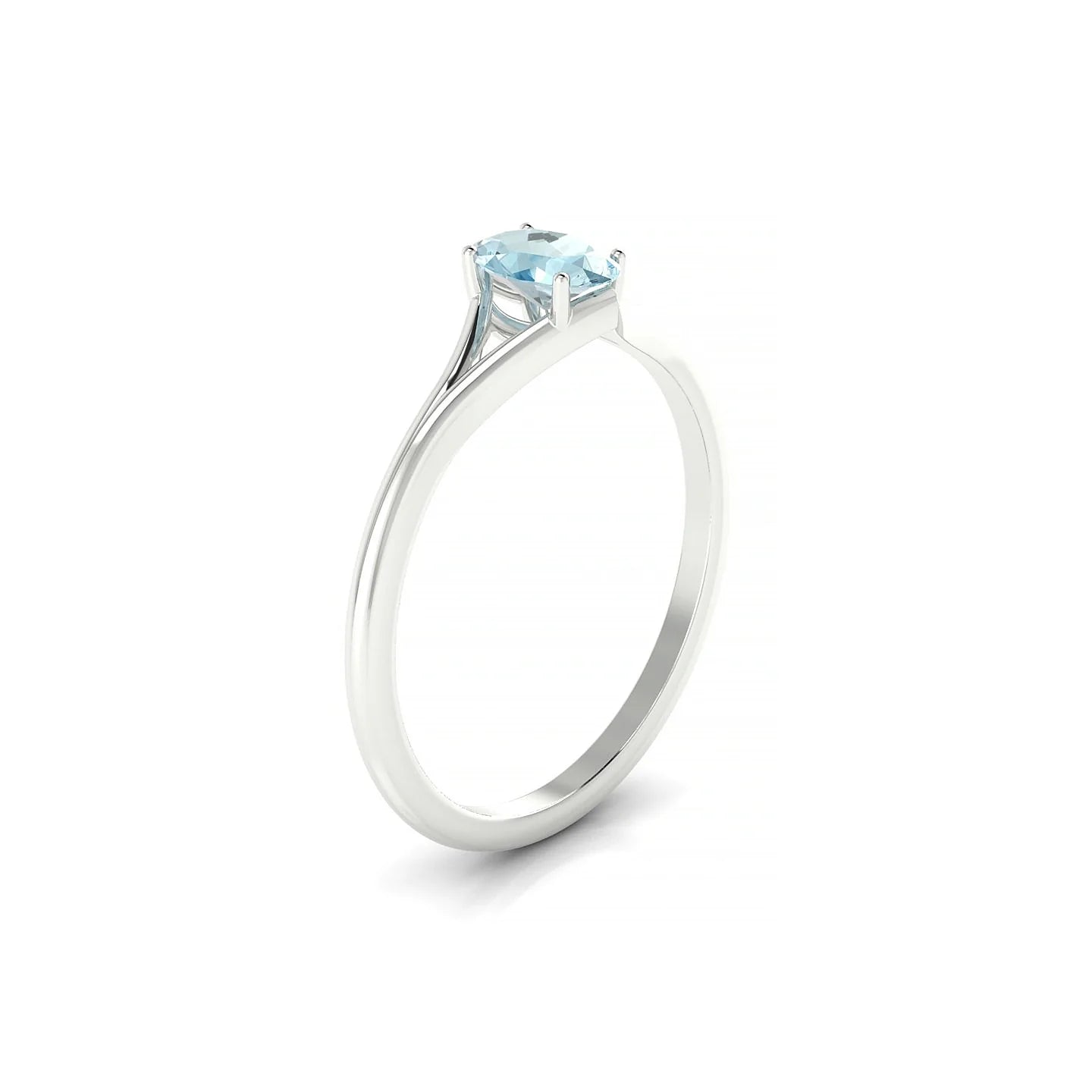 Rise | 18k White Gold 6 x 4 mm Oval Aquamarine Ring