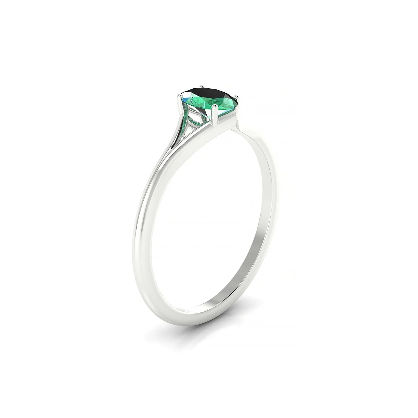Rise | 18k White Gold 6 x 4 mm Oval Emerald Ring