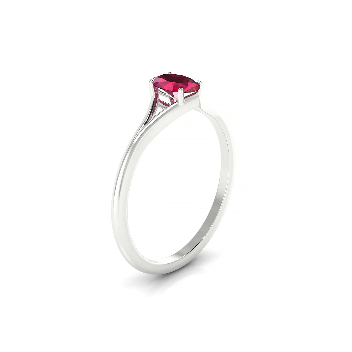 Rise | 18k White Gold 6 x 4 mm Oval Ruby Ring
