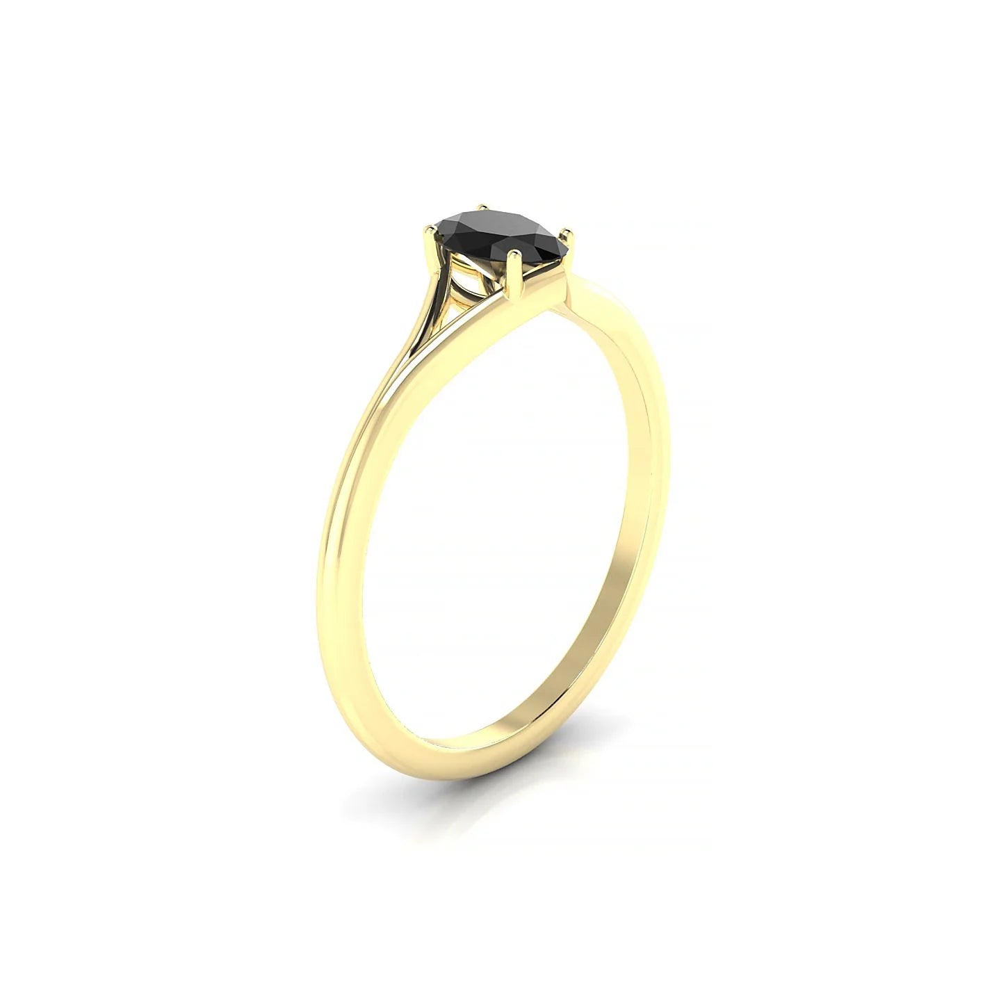 Rise | 18k Yellow Gold 6 x 4 mm Oval Black Diamond Ring