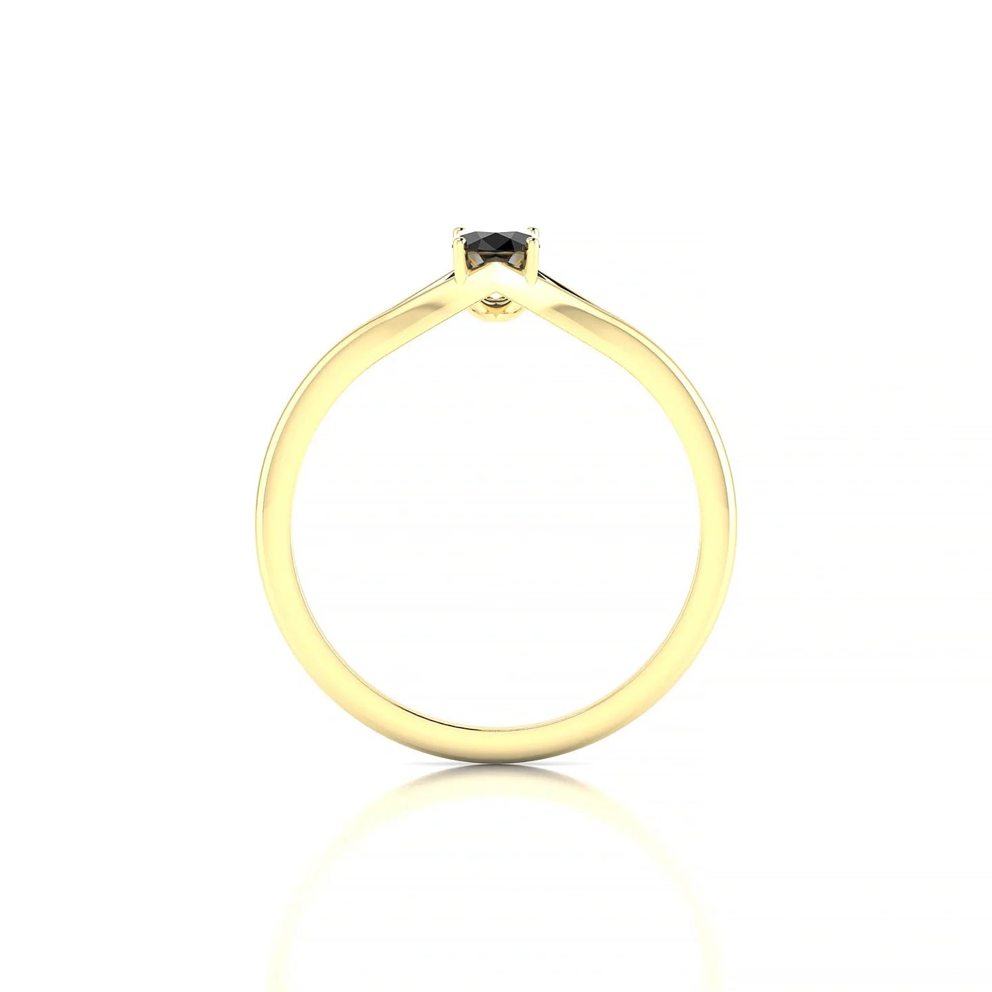 Rise | 18k Yellow Gold 6 x 4 mm Oval Black Diamond Ring