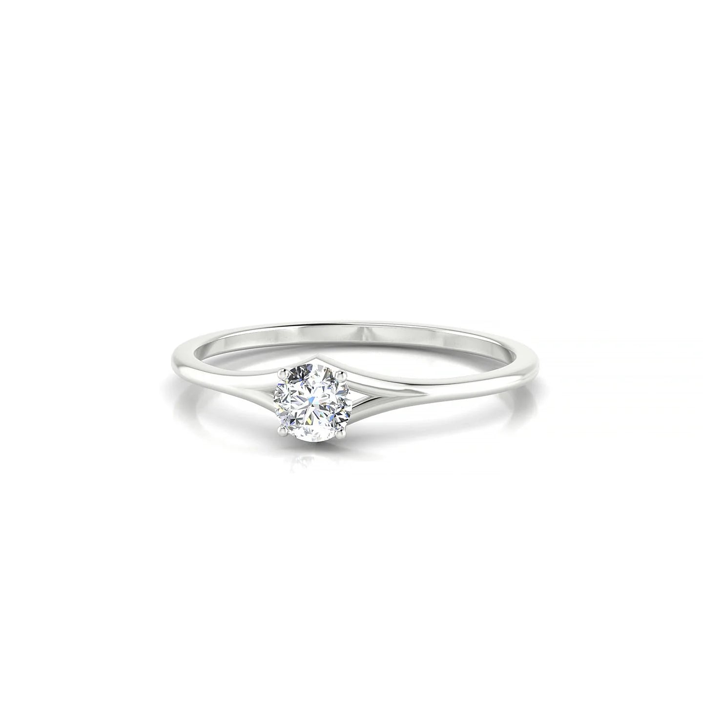 Rise | 18k White Gold 3.7 mm Round Diamond Ring