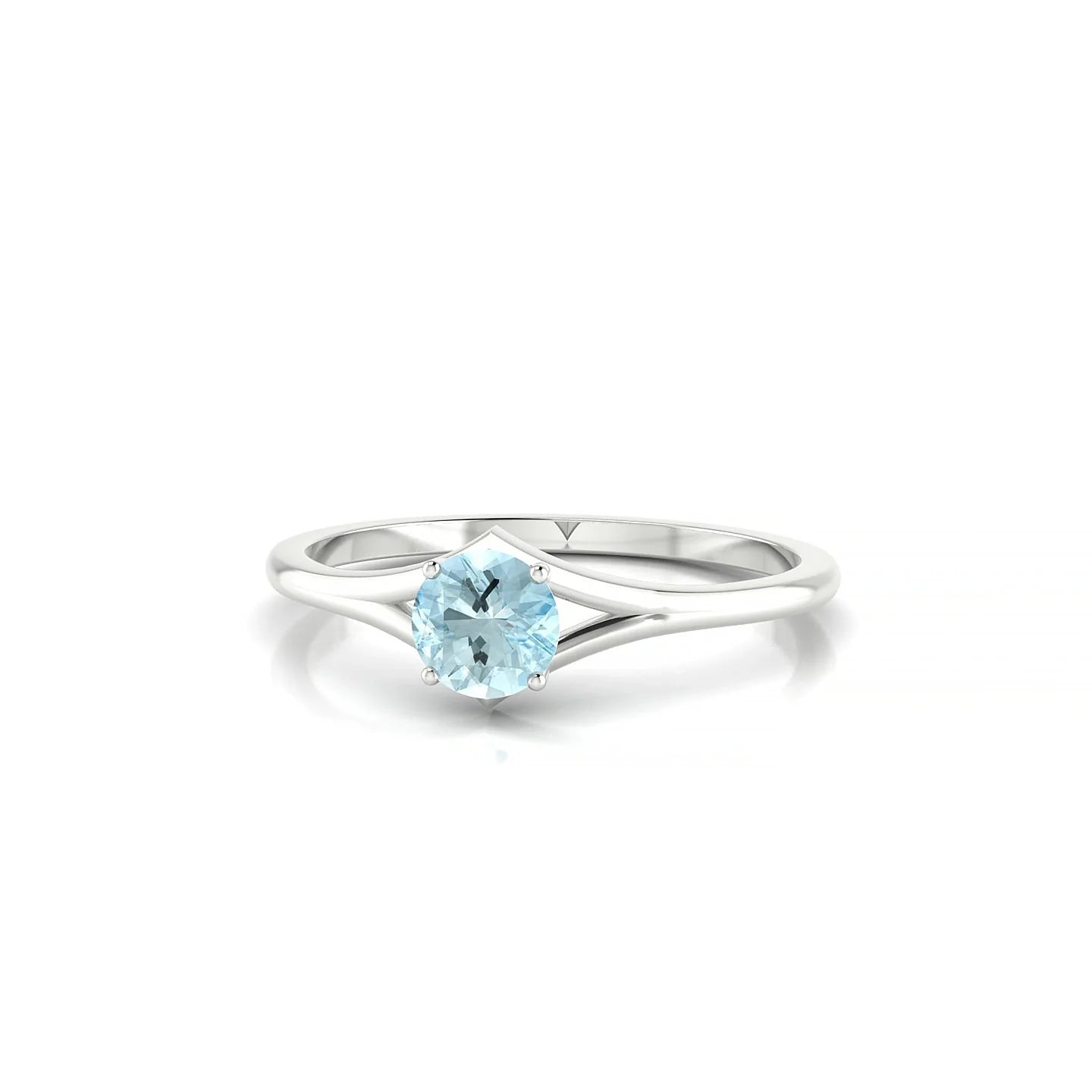 Rise | 18k White Gold 4.5 mm Round Aquamarine Ring