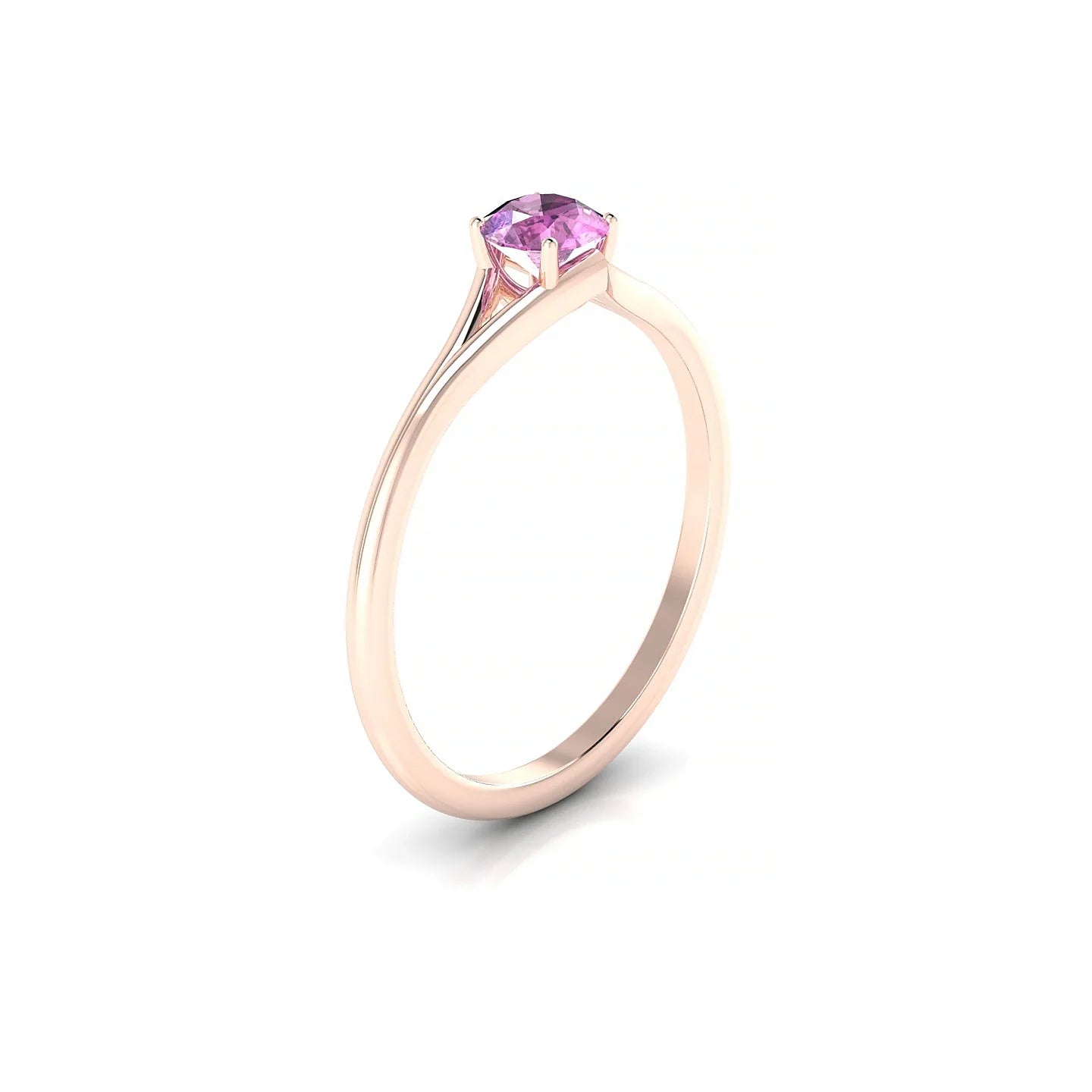 Rise | 18k Rose Gold 4.5 mm Round Pink Sapphire Ring