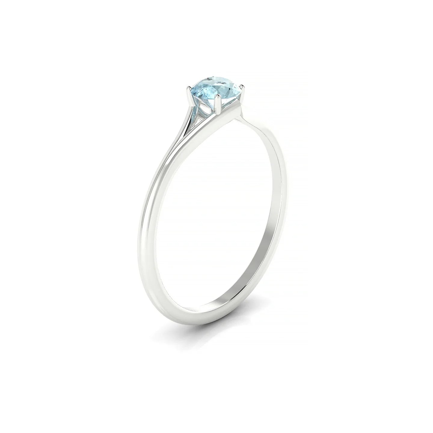 Rise | 18k White Gold 4.5 mm Round Aquamarine Ring