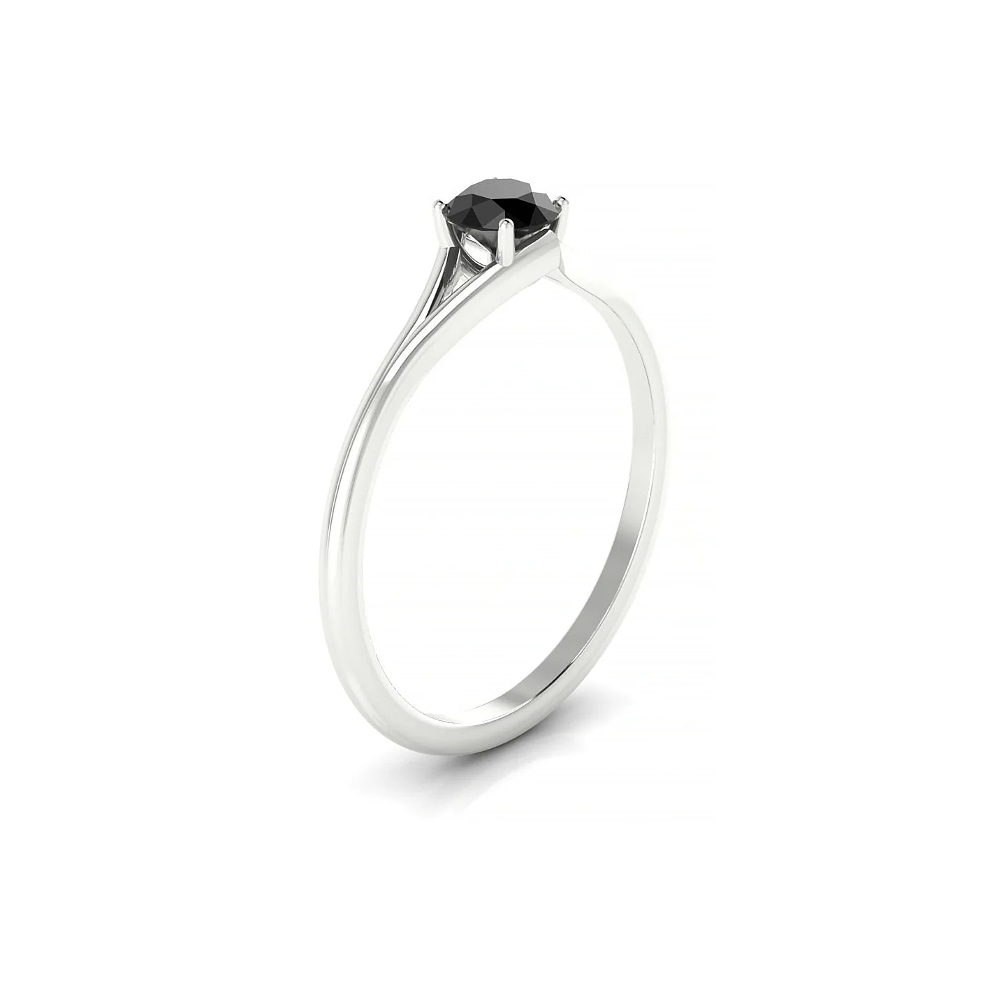 Rise | 18k White Gold 4.5 mm Round Black Diamond Ring