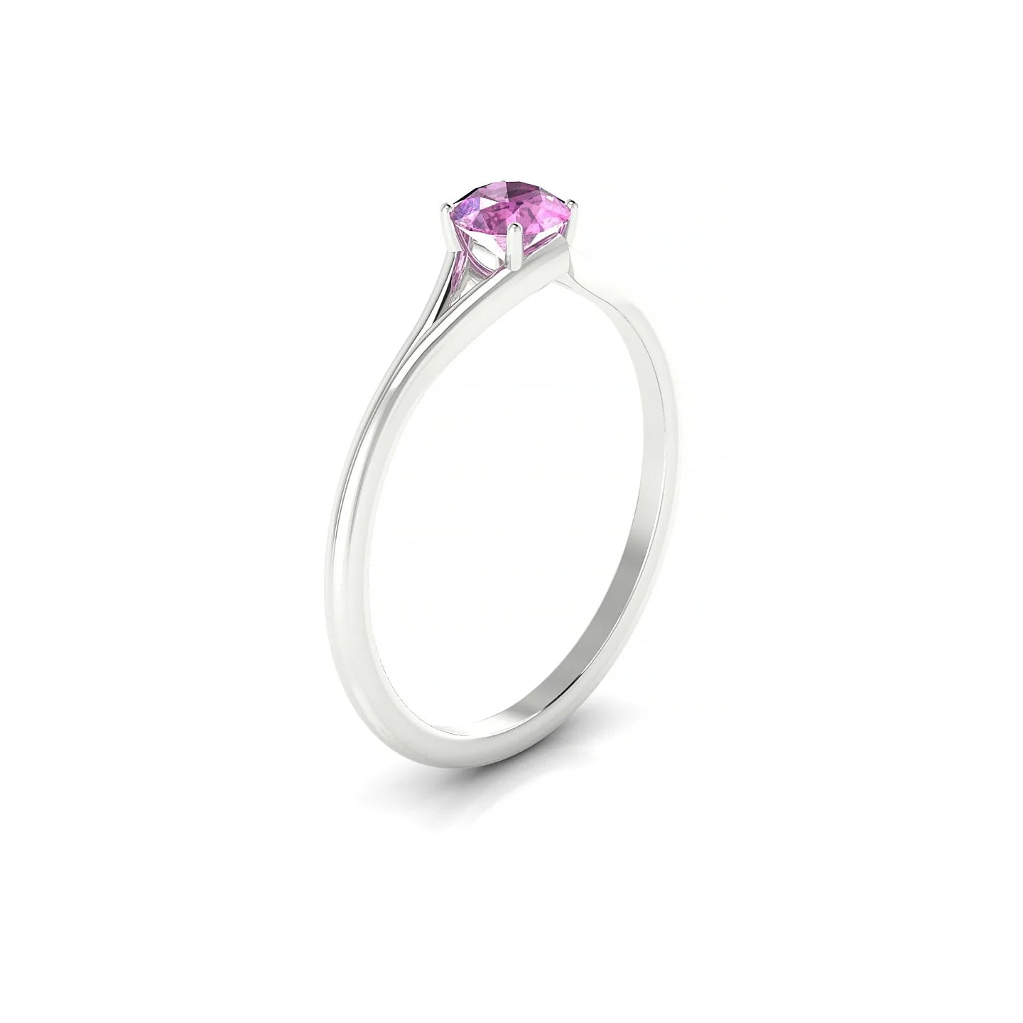 Rise | 18k White Gold 4.5 mm Round Pink Sapphire Ring