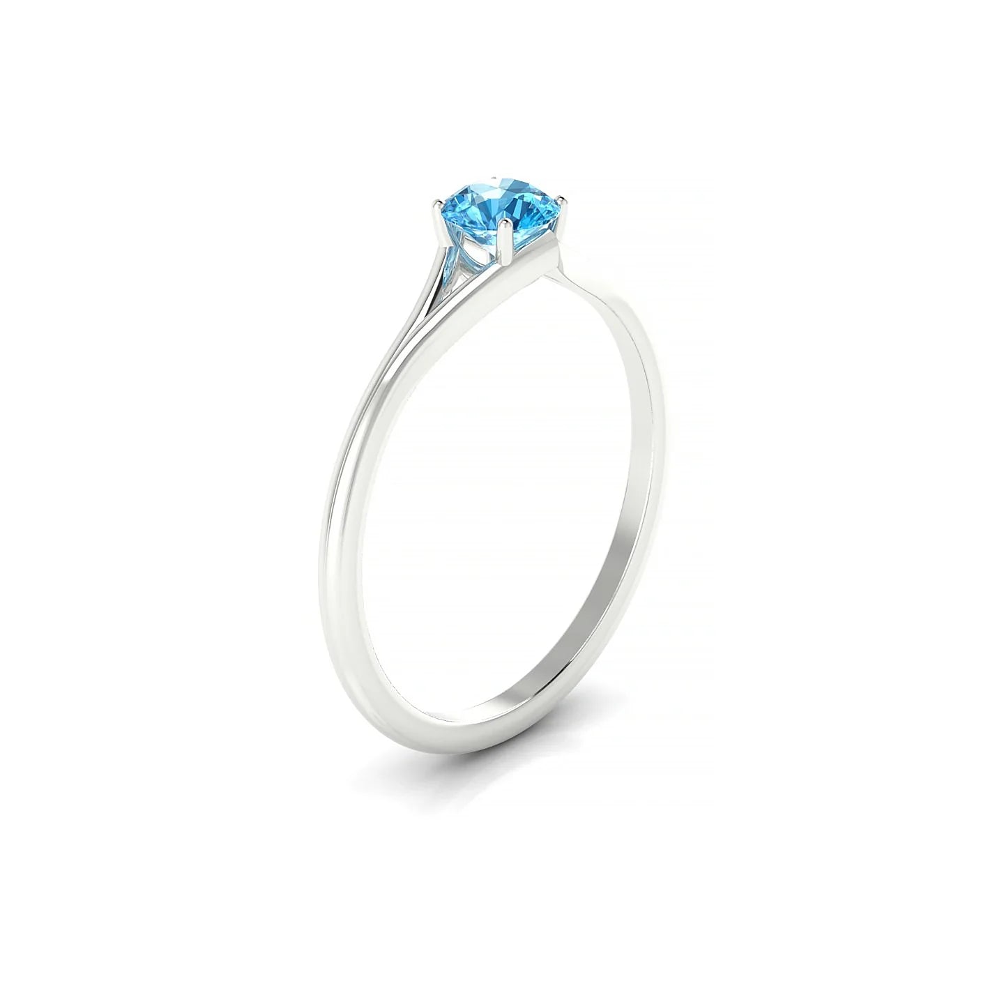 Rise | 18k White Gold 4.5 mm Round Topaz Ring