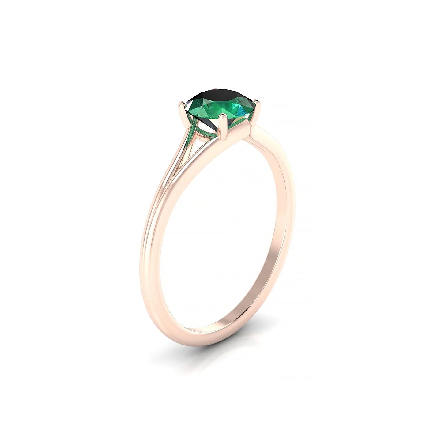 Rise | 18k Rose Gold 6 mm Round Emerald Ring