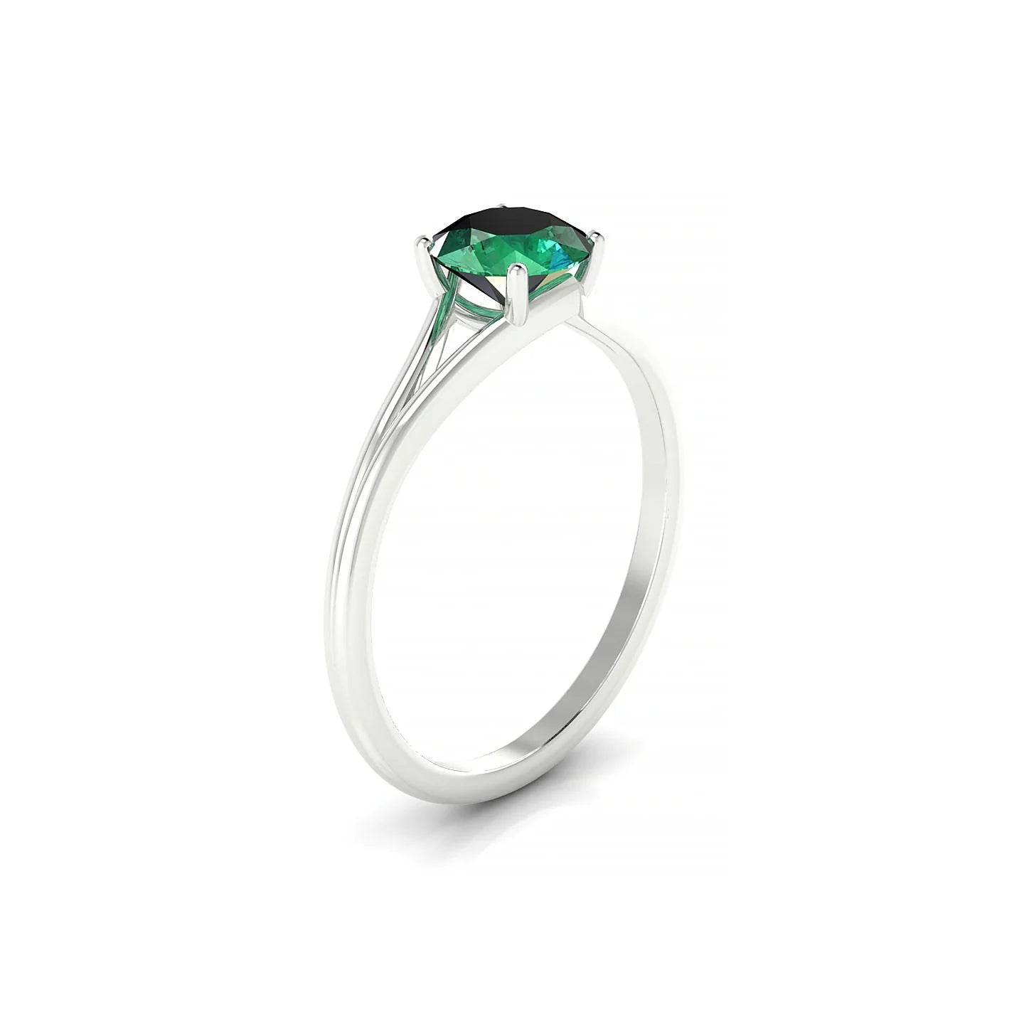 Rise | 18k White Gold 6 mm Round Emerald Ring
