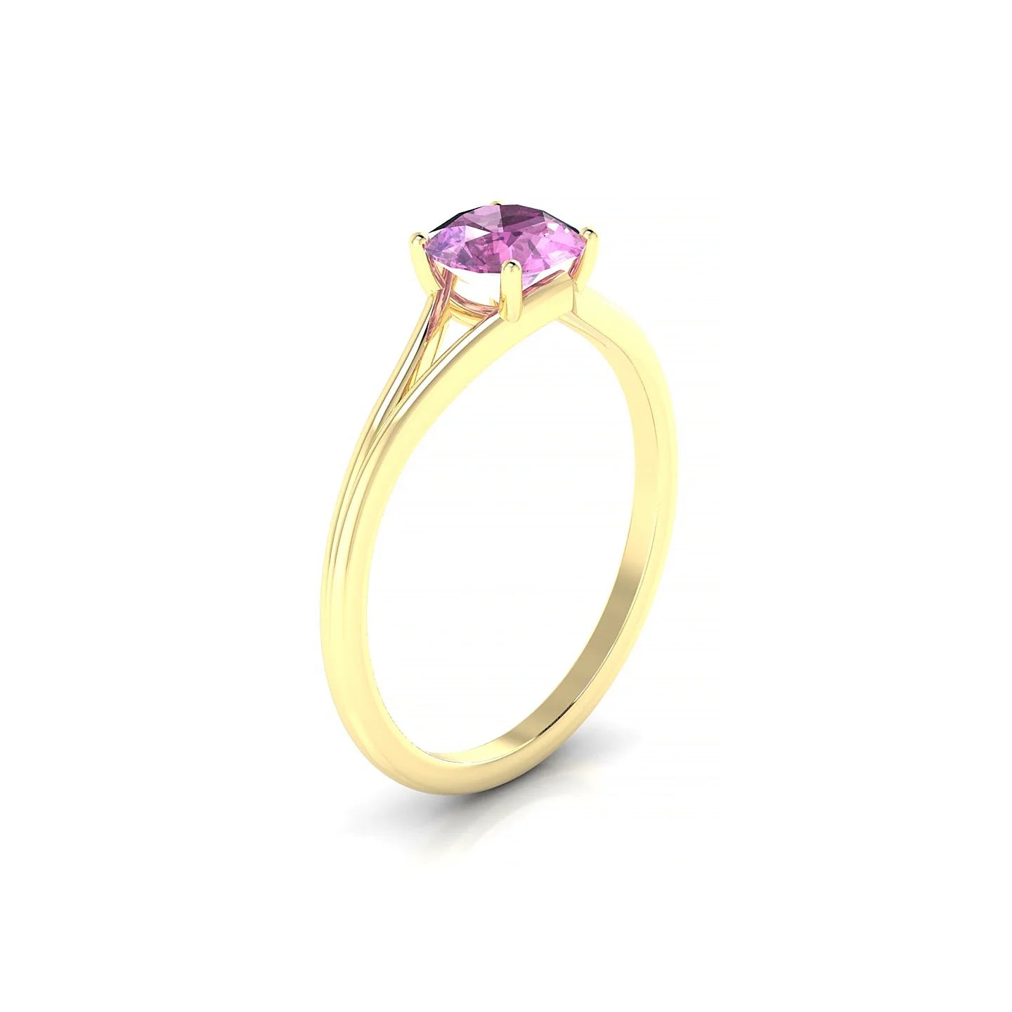 Rise | 18k Yellow Gold 6 mm Round Pink Sapphire Ring