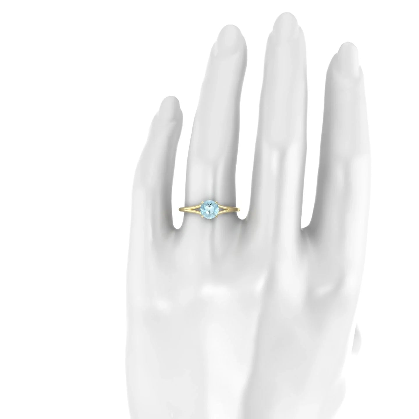 Rise | 18k Yellow Gold 6 mm Round Aquamarine Ring