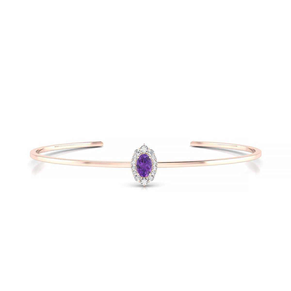 Romance | 18k Rose Gold 6 x 4 mm Oval Amethyst Bangle