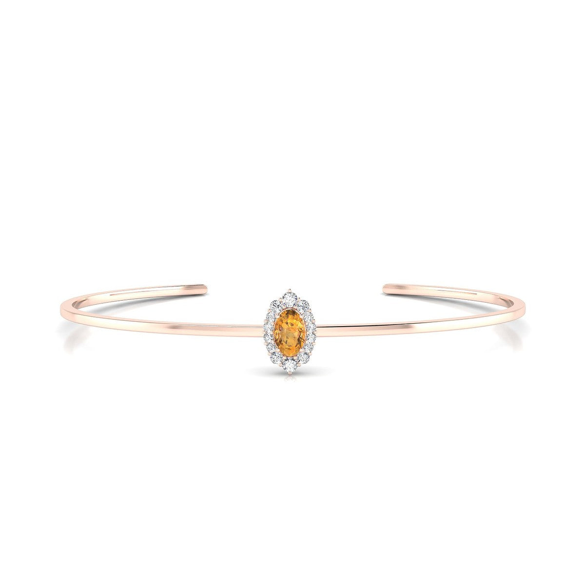Romance | 18k Rose Gold 6 x 4 mm Oval Citrine Bangle