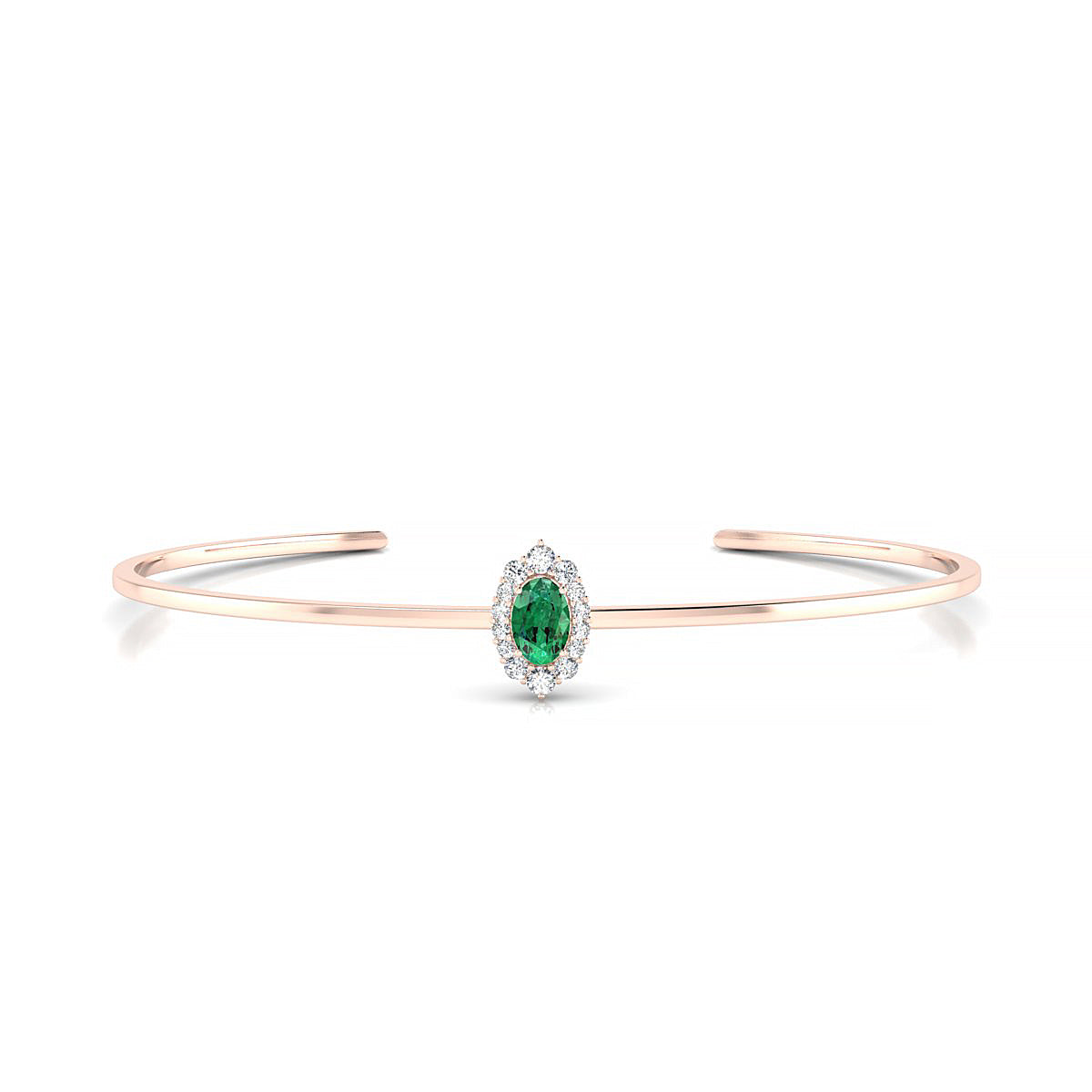 Romance | 18k Rose Gold 6 x 4 mm Oval Emerald Bangle