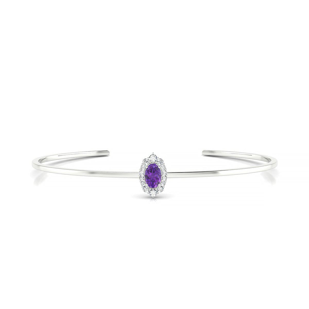 Romance | 18k White Gold 6 x 4 mm Oval Amethyst Bangle