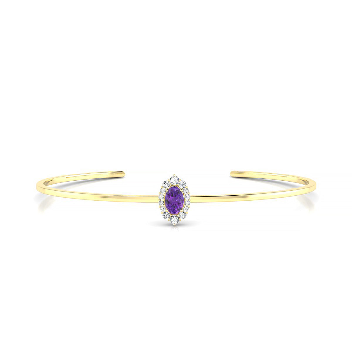 Romance | 18k Yellow Gold 6 x 4 mm Oval Amethyst Bangle
