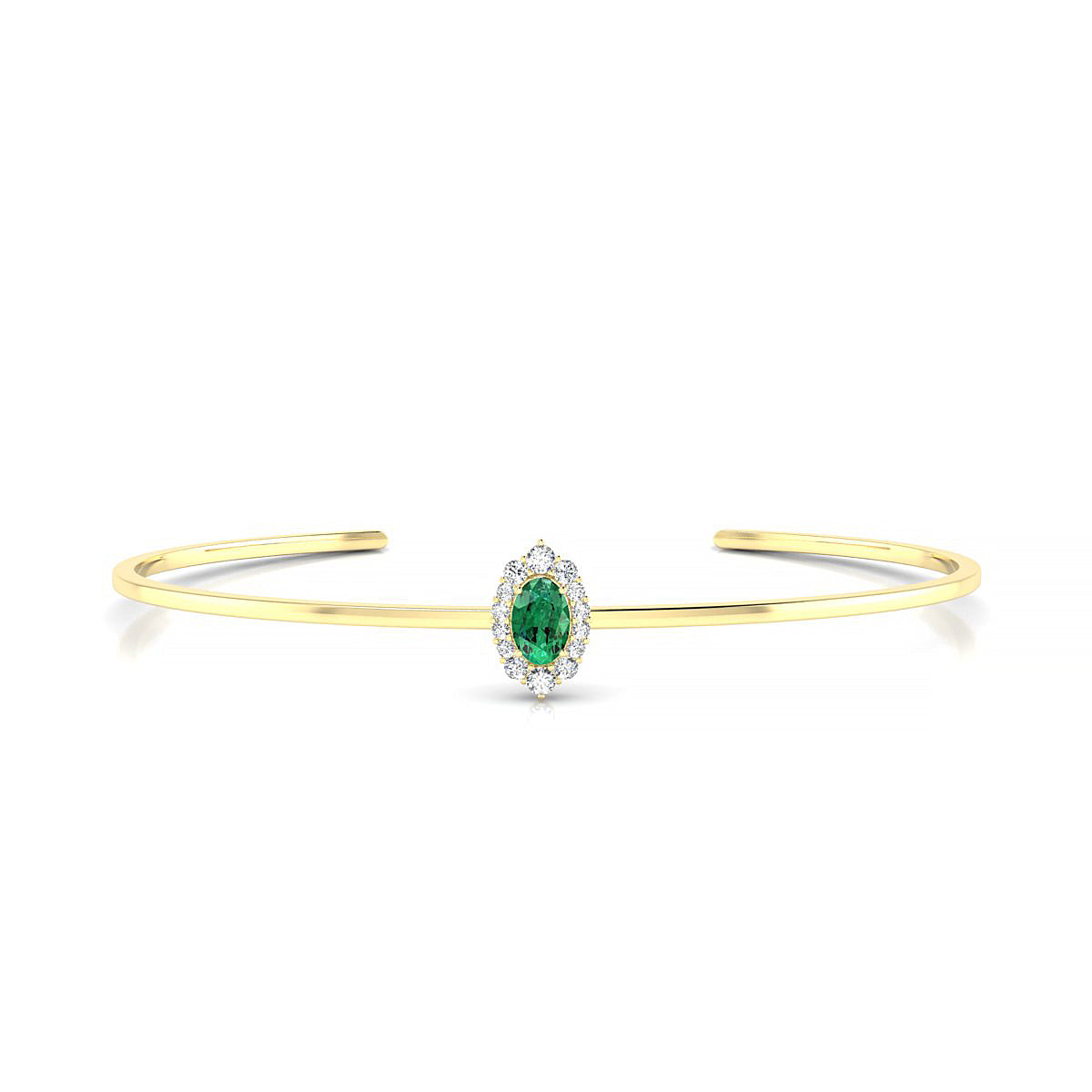 Romance | 18k Yellow Gold 6 x 4 mm Oval Emerald Bangle