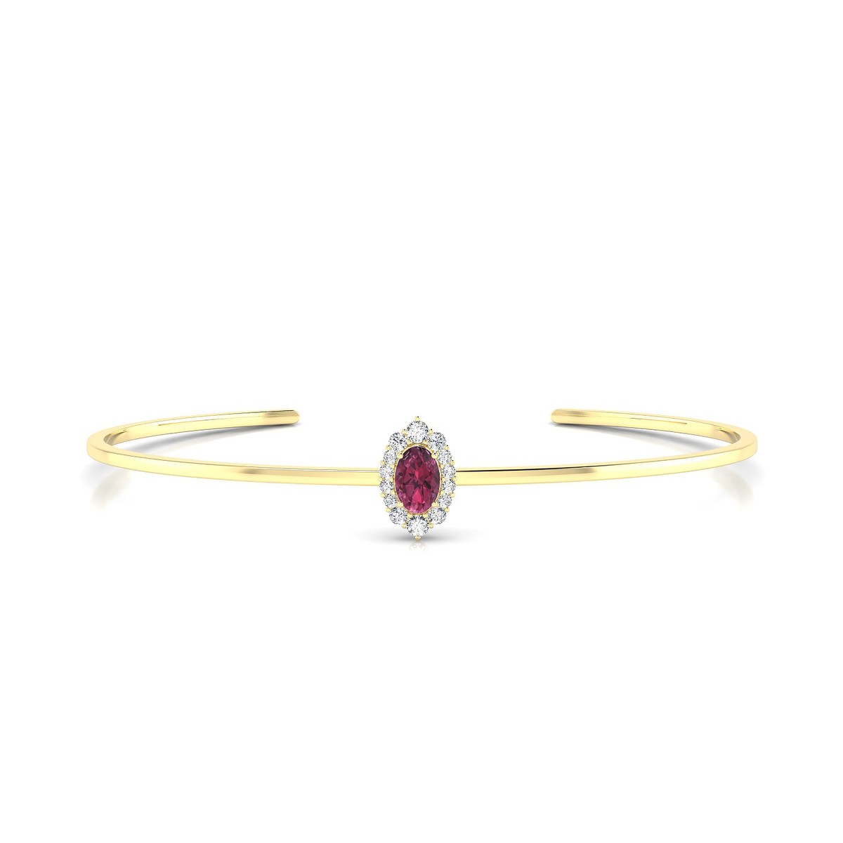 Romance | 18k Yellow Gold 6 x 4 mm Oval Rhodolite Bangle