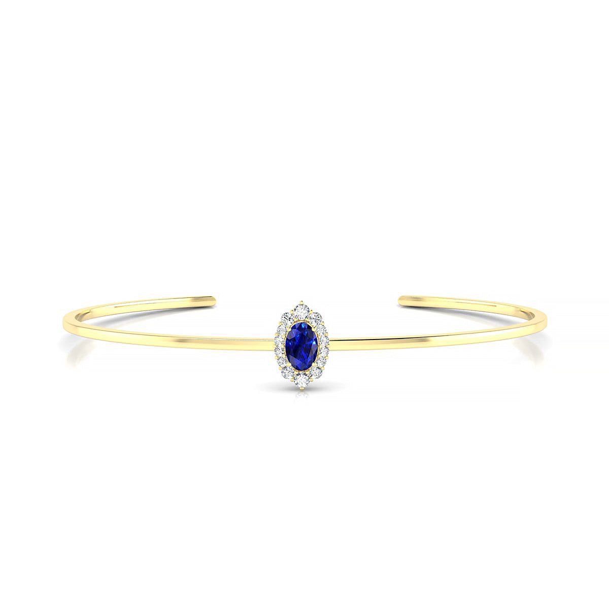 Romance | 18k Yellow Gold 6 x 4 mm Oval Sapphire Bangle