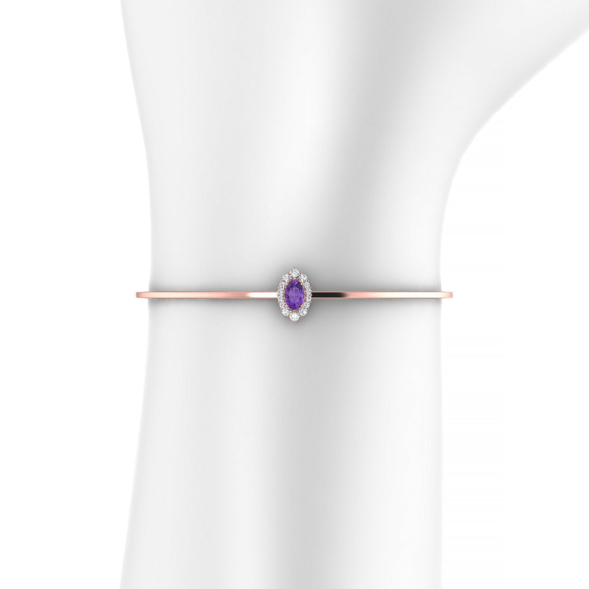 Romance | 18k Rose Gold 6 x 4 mm Oval Amethyst Bangle