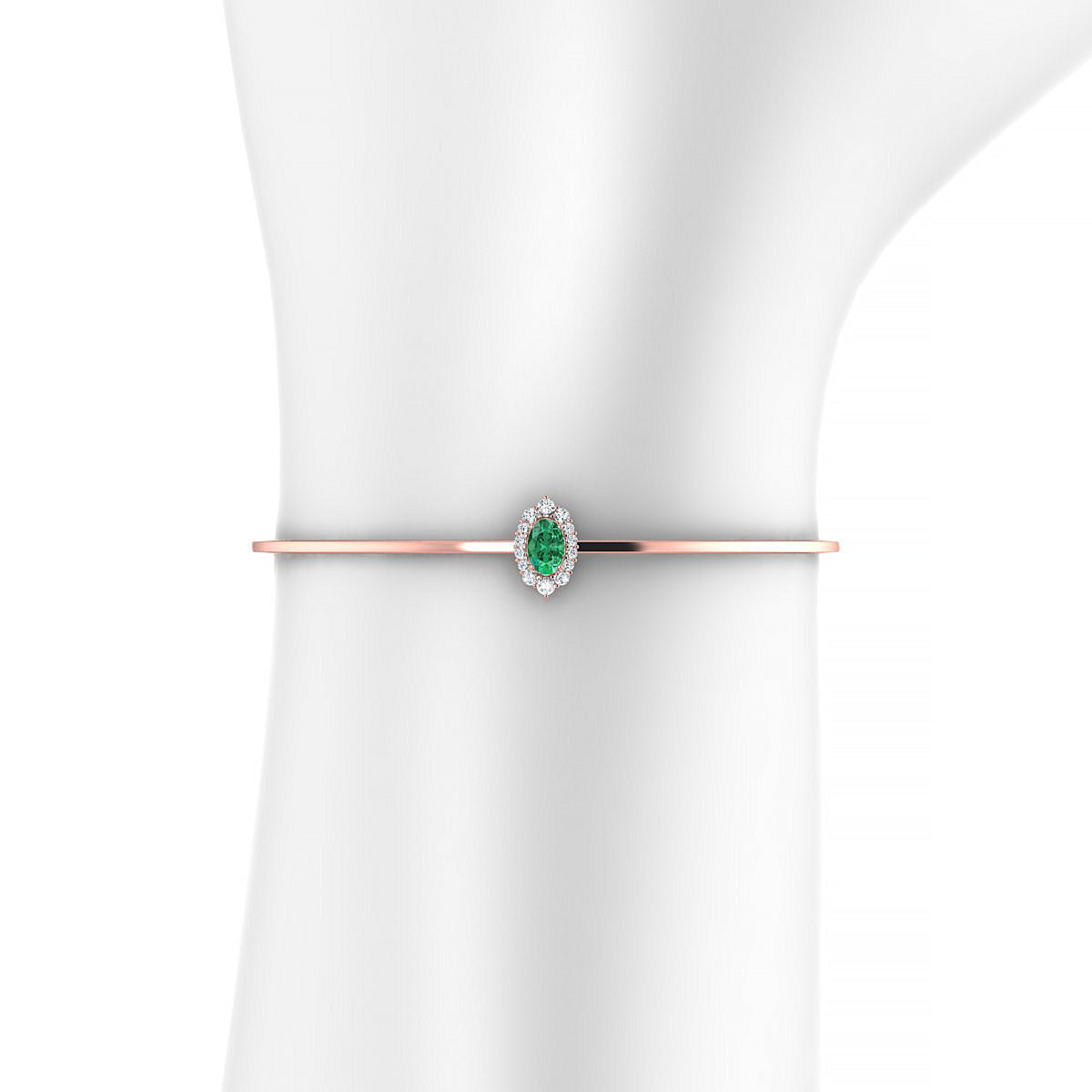 Romance | 18k Rose Gold 6 x 4 mm Oval Emerald Bangle