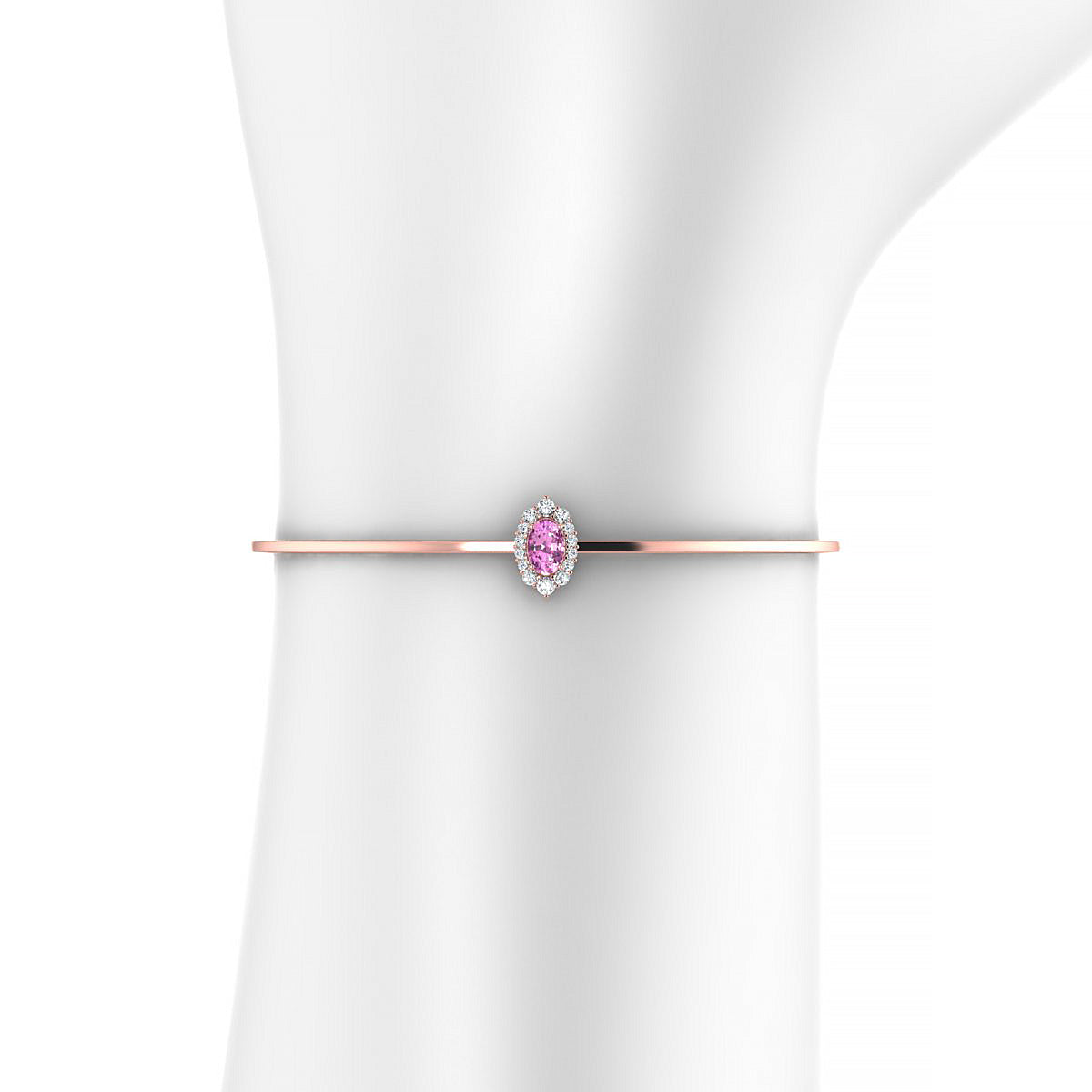 Romance | 18k Rose Gold 6 x 4 mm Oval Pink Sapphire Bangle