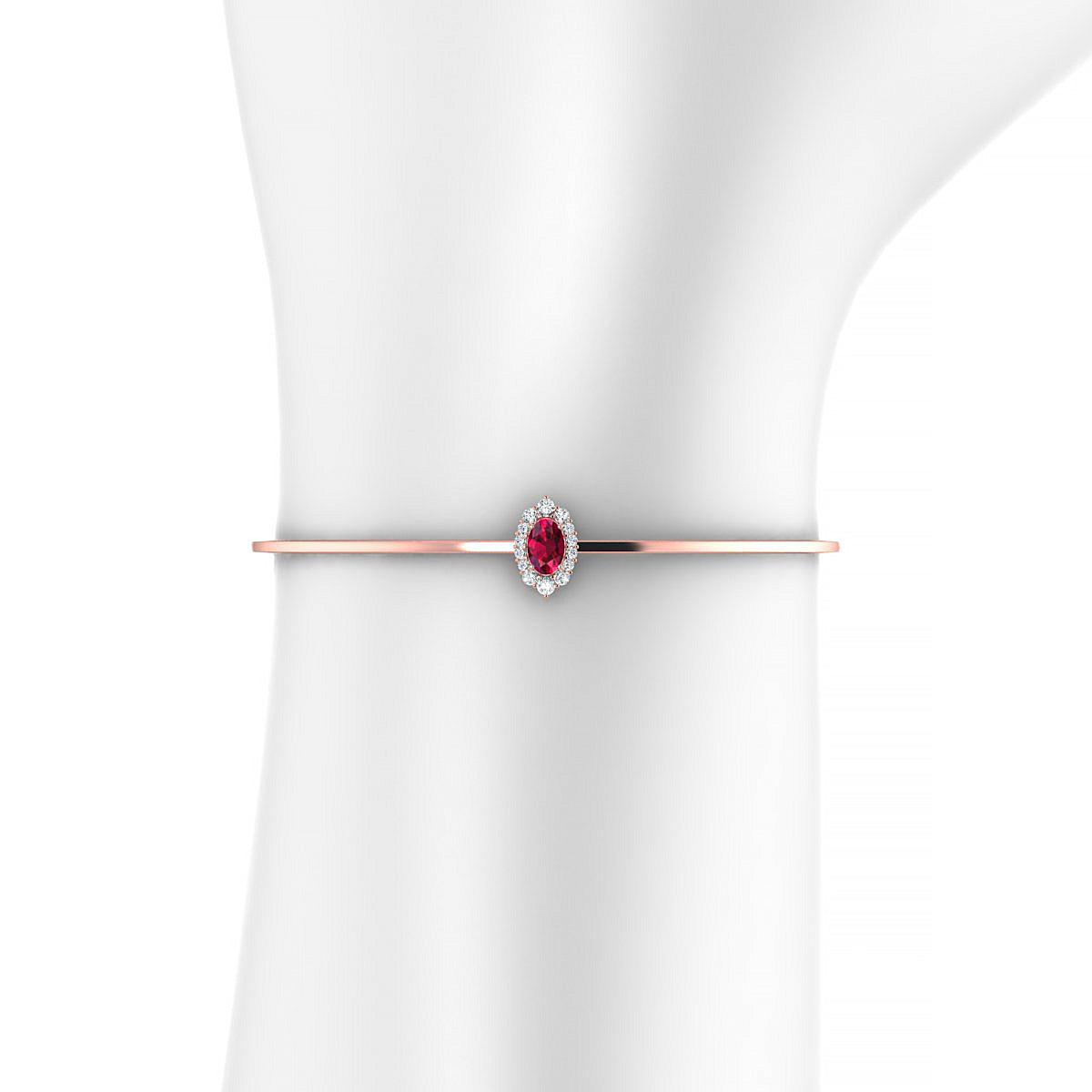 Romance | 18k Rose Gold 6 x 4 mm Oval Ruby Bangle
