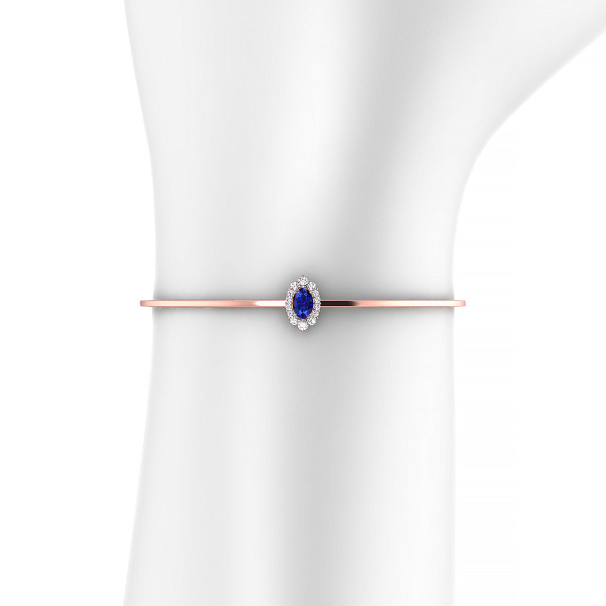 Romance | 18k Rose Gold 6 x 4 mm Oval Sapphire Bangle