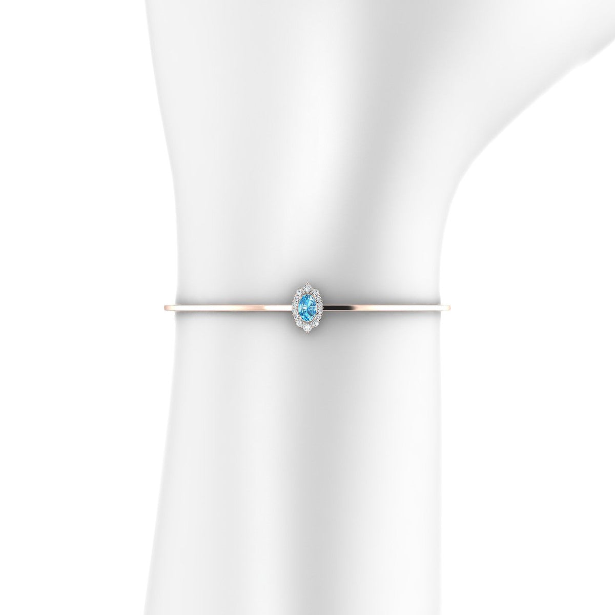 Romance | 18k Rose Gold 6 x 4 mm Oval Topaz Bangle