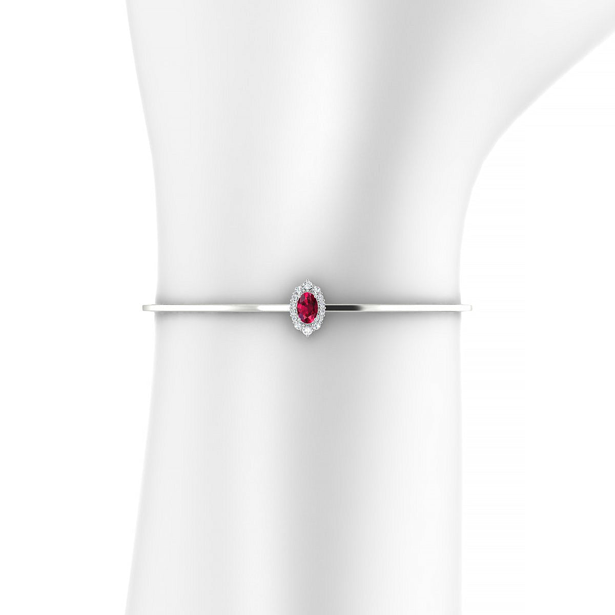 Romance | 18k White Gold 6 x 4 mm Oval Ruby Bangle