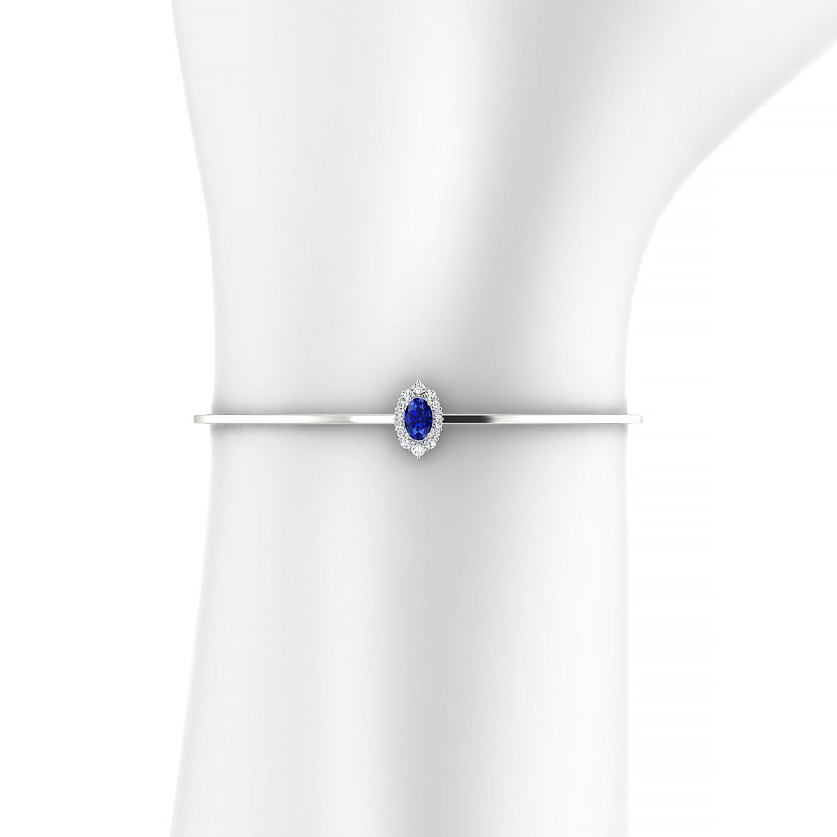 Romance | 18k White Gold 6 x 4 mm Oval Sapphire Bangle