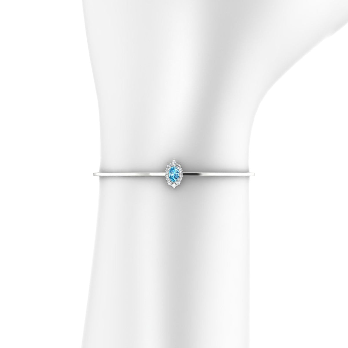 Romance | 18k White Gold 6 x 4 mm Oval Topaz Bangle