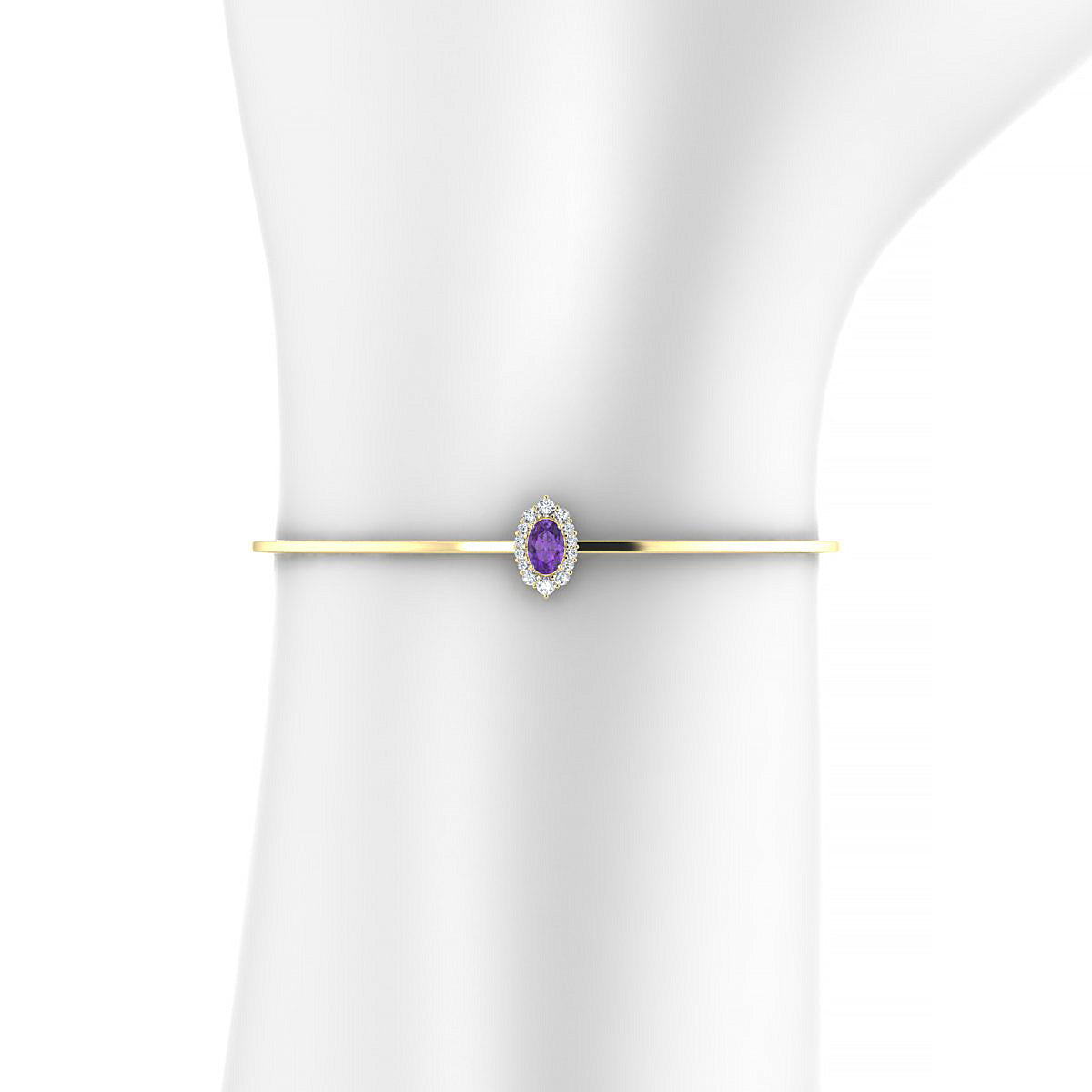 Romance | 18k Yellow Gold 6 x 4 mm Oval Amethyst Bangle