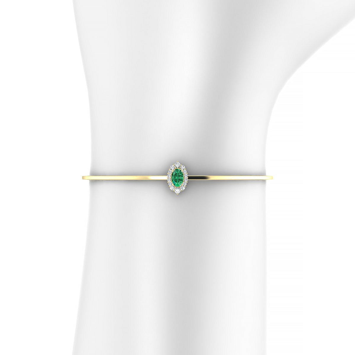 Romance | 18k Yellow Gold 6 x 4 mm Oval Emerald Bangle