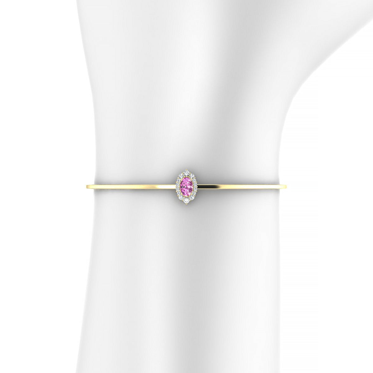 Romance | 18k Yellow Gold 6 x 4 mm Oval Pink Sapphire Bangle