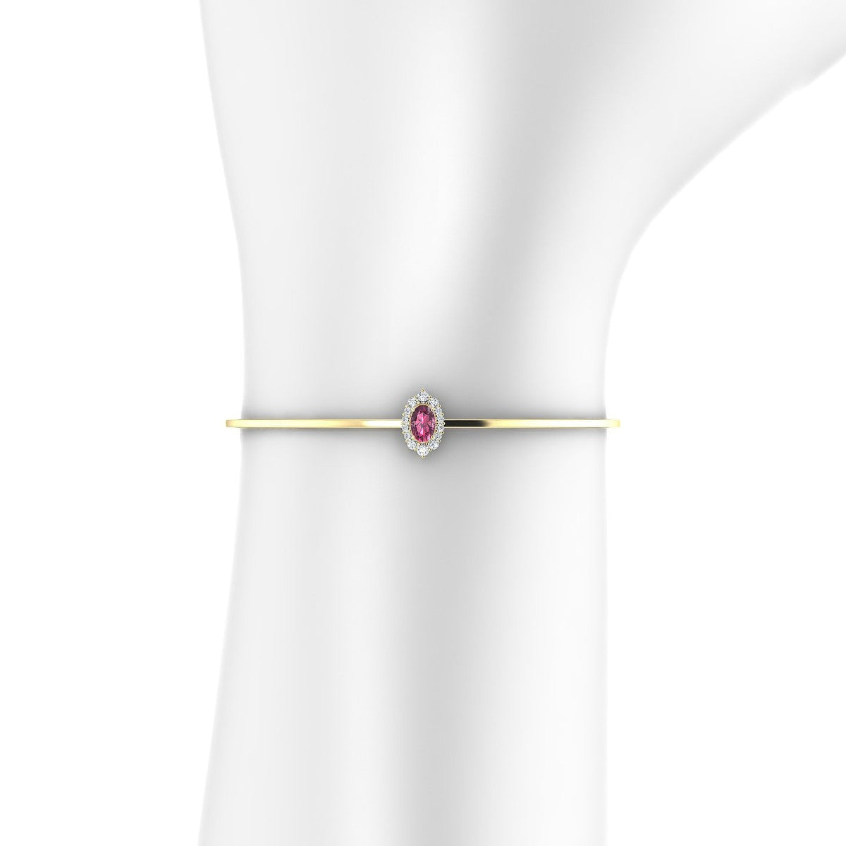Romance | 18k Yellow Gold 6 x 4 mm Oval Rhodolite Bangle